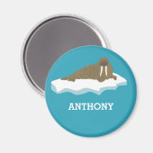 Walrus op een Iceberg Illustration Personalized Magneet (Voorkant / Achterkant)