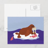 Walrus op Iceberg met vis Briefkaart (Voorkant / Achterkant)