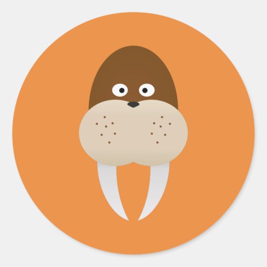 Walrus Ronde Sticker (Voorkant)