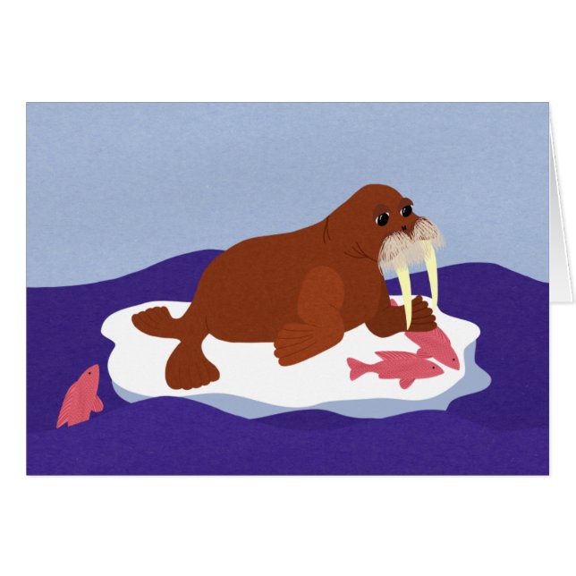 Walrus sur Iceberg avec Poisson (Devant horizontal)