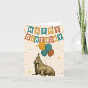 Walrus Verjaardag Kaart - Funny Party Animal