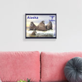 Walrus - Vier Broers - Alaska Postage Canvas Afdruk (Insitu (Woonkamer))