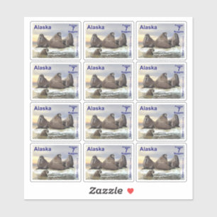 Walrus - Vier Broers - Alaska Postzegelsticker Sticker