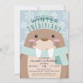 Walrus Winter Onederland Invitation Anniversaire d (Devant)