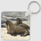 walrussen in de Arctische sneeuw van CE Swan Sleutelhanger (Achterkant)