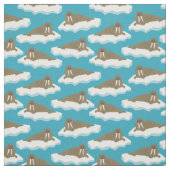 Walrussen op Icebergs Patterned Turquoise Blue Stof (Swatch)