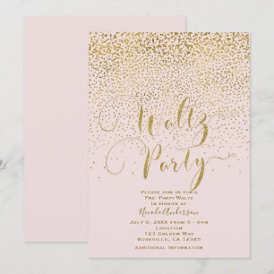 WALS PARTY Dans Evenement Roze & Gouden Confetti Kaart