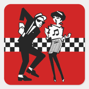 Walt Jabsco & Betty Beat in Red II Vierkante Sticker
