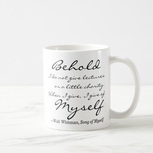 Walt Whitman Cite La Chanson De Moi-Même Café Mug (Droite)