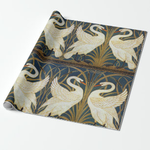 Walter Crane Antieke Zwaan en Iris Art Nouveau Cadeaupapier