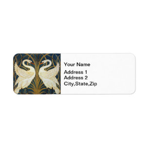 Walter Crane Antieke Zwaan en Iris Art Nouveau Etiket