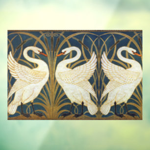 Walter Crane Antieke Zwaan en Iris Art Nouveau Raamsticker