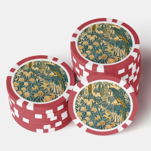 Walter Crane - Art Nouveau Macaw Pattern Poker Chips (Opstapeling)