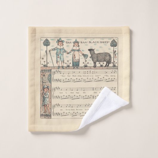 Walter Crane Baa Baa Mouton Noir Comptine (Gant de toilette)