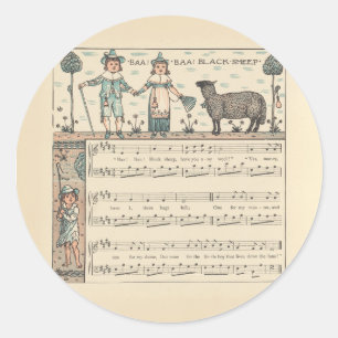 Walter Crane Baa Baa Zwarte Schaap Kindeerversje Ronde Sticker