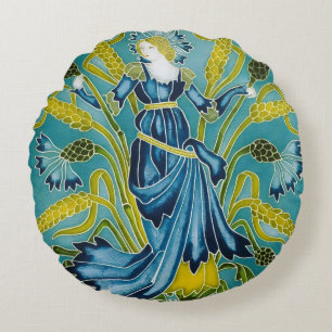 Walter Crane Blau Korenbloem Arts-and-craftsbewegi Rond Kussen