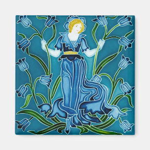 Walter Crane Blauklokje Art Nouveau Bloemenmeisje Magneet
