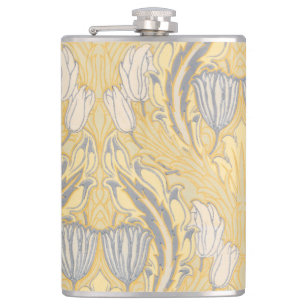 Walter Crane Blauw Witte Tulpen & Acanthus Heupfles