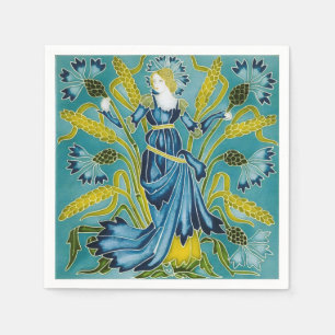 Walter Crane Blue Korenbloem Kunst en Ambacht Servet