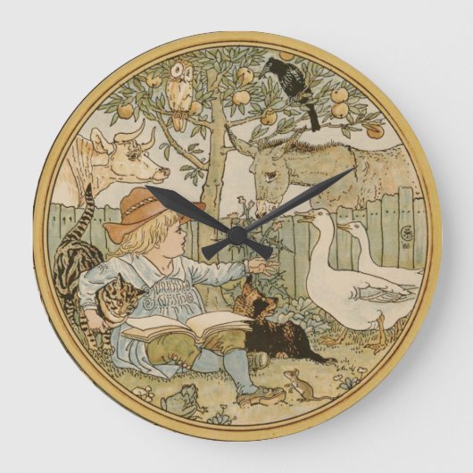 Walter Crane Boy met Animals Wall Clock Grote Klok (Voorkant)