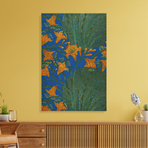Walter Crane Day Lily Floral Wallpaper Design Canvas Afdruk