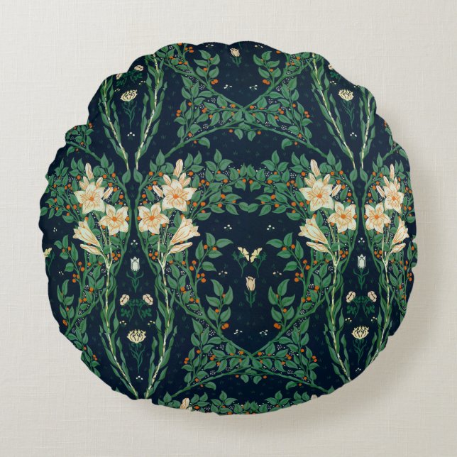 Walter Crane "Francesca" Botanisch Rond Kussen (Voorkant)