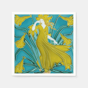 Walter Crane Gele Narcis Art Nouveau Tegel Servet