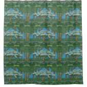 Walter Crane May Tree Wallpaper Green Blue Douchegordijn (Voorkant)