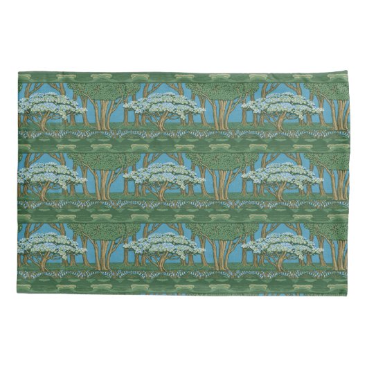 Walter Crane May Tree Wallpaper Green Blue Kussensloop (Achterkant)
