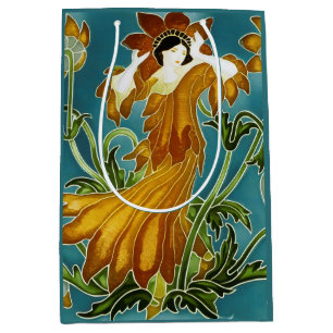 Walter Crane Oranje Tulp Art Nouveau Bloemmotief Medium Cadeauzakje