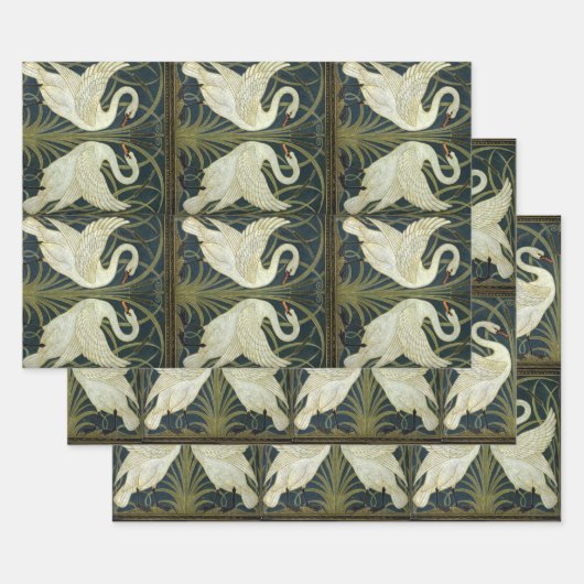Walter Crane Swan & Rush and Iris Victorian  Inpakpapier Vel (Set)