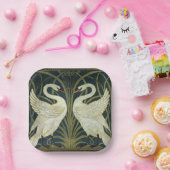 Walter Crane Swan & Rush and Iris Victorian Papieren Bordje (Feest)