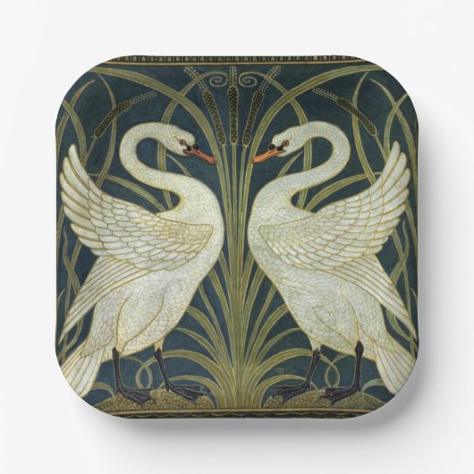 Walter Crane Swan & Rush and Iris Victorian Papieren Bordje (Voorkant)