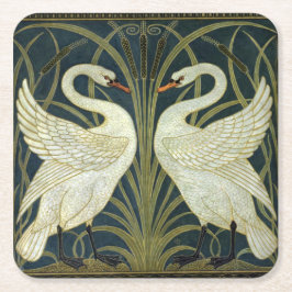 Walter Crane Swan & Rush and Iris Victorian  Vierkante Kartonnen Onderzetter