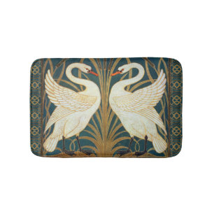 Walter Crane Swan, Rush en Iris Art Nouveau Badmat