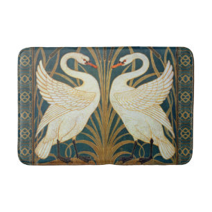 Walter Crane Swan, Rush en Iris Art Nouveau Badmat