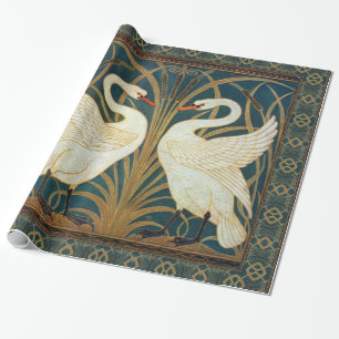 Walter Crane Swan, Rush en Iris Art Nouveau Cadeaupapier