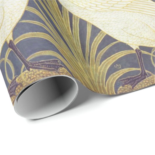 Walter Crane Swan, Rush en Iris Art Nouveau Cadeaupapier (Rol Hoek)