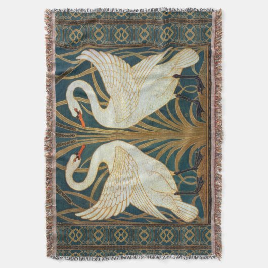 Walter Crane Swan, Rush en Iris Art Nouveau Deken (Voorkant Verticaal)