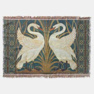 Walter Crane Swan, Rush en Iris Art Nouveau Deken