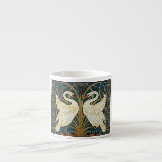 Walter Crane Swan, Rush en Iris Art Nouveau Espresso Kop (Voorkant)