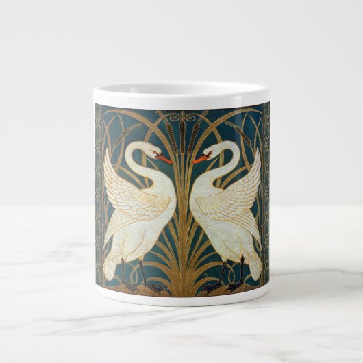 Walter Crane Swan, Rush en Iris Art Nouveau Extra Grote Beker (Voorkant)