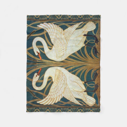 Walter Crane Swan, Rush en Iris Art Nouveau Fleece Deken (Voorkant)