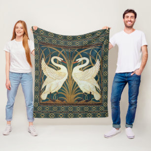 Walter Crane Swan, Rush en Iris Art Nouveau Fleece Deken