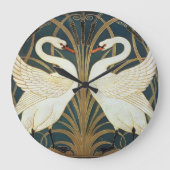Walter Crane Swan, Rush en Iris Art Nouveau Grote Klok (Voorkant)