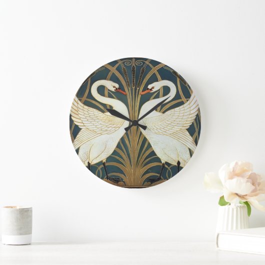 Walter Crane Swan, Rush en Iris Art Nouveau Grote Klok (Huis)