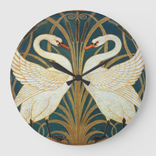 Walter Crane Swan, Rush en Iris Art Nouveau Grote Klok