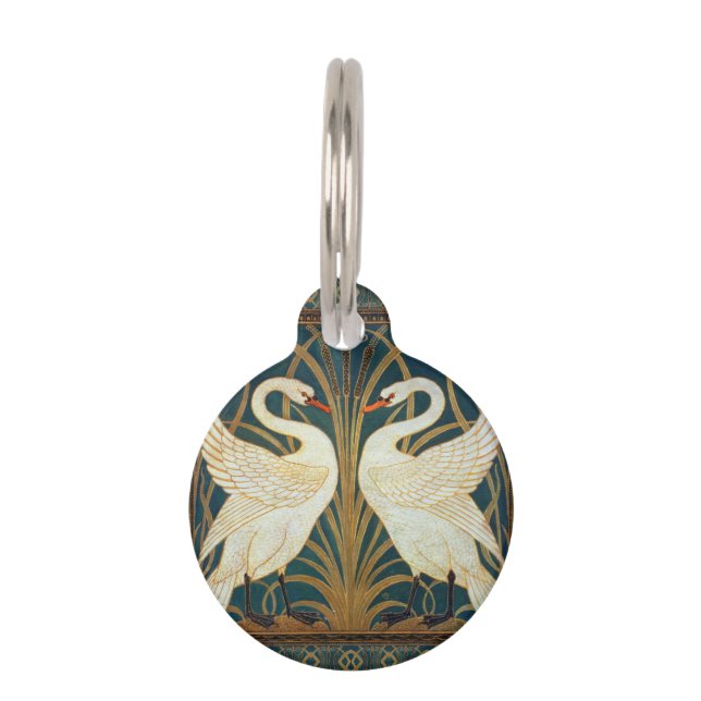 Walter Crane Swan, Rush en Iris Art Nouveau Huisdierpenning (Voorkant)
