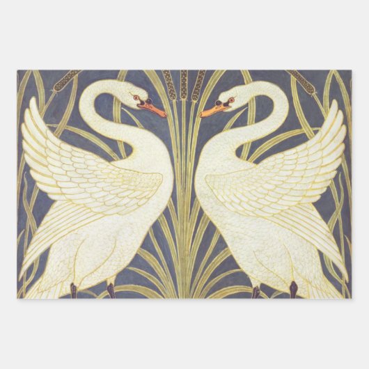 Walter Crane Swan, Rush en Iris Art Nouveau Inpakpapier Vel (Voorkant 2)