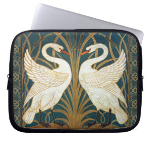 Walter Crane Swan, Rush en Iris Art Nouveau Laptop Sleeve